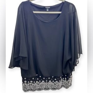 Beautiful Women’s Blouse | 1X |  Black | EUC |Roz & Ali